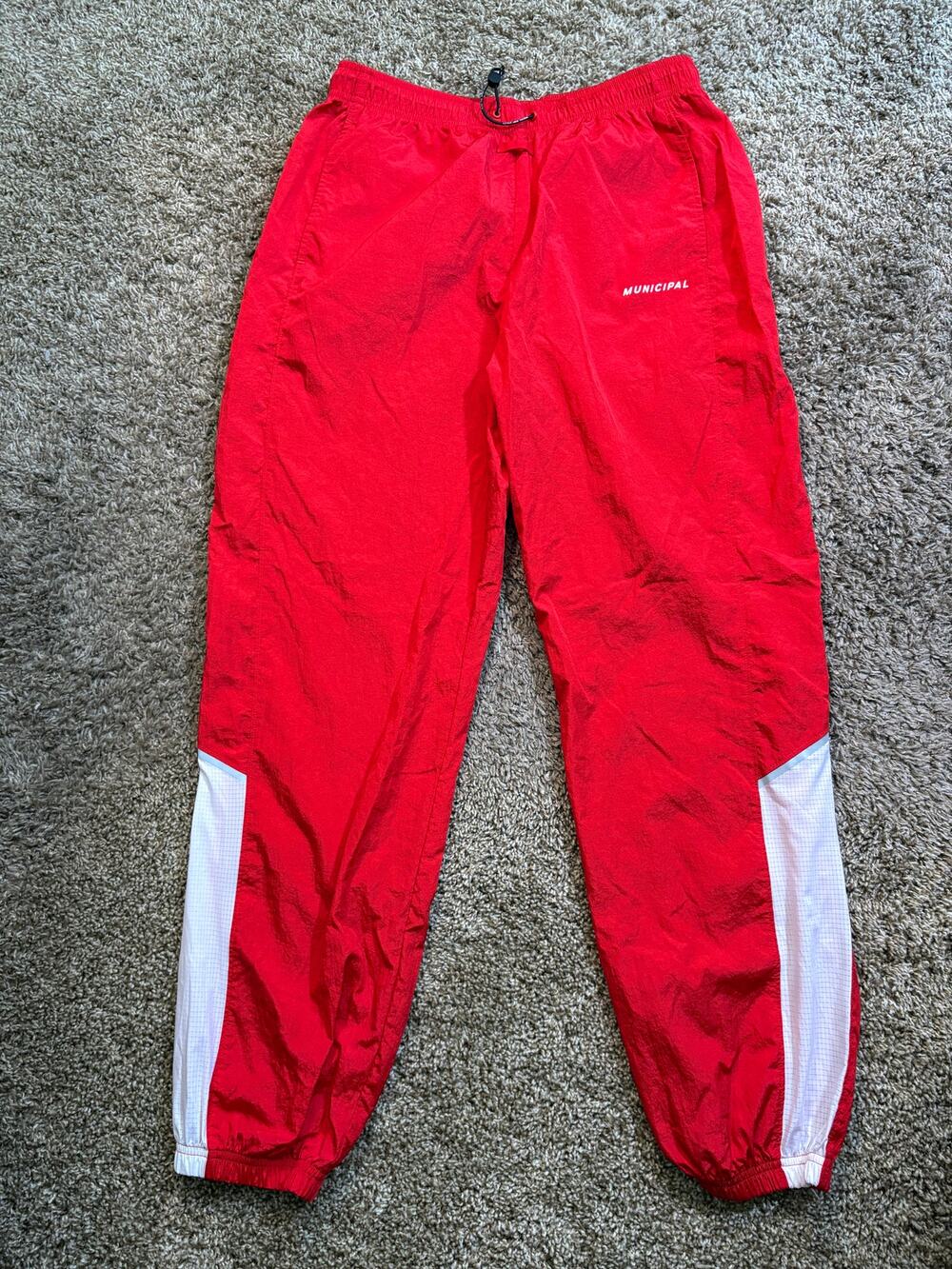 Municipal Sport Utility Track Windbreaker Nylon Pants Size Small Red